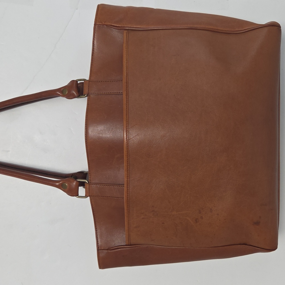 Vintage Eddie Bauer Brown Leather Tote Bag - Picture 3 of 16